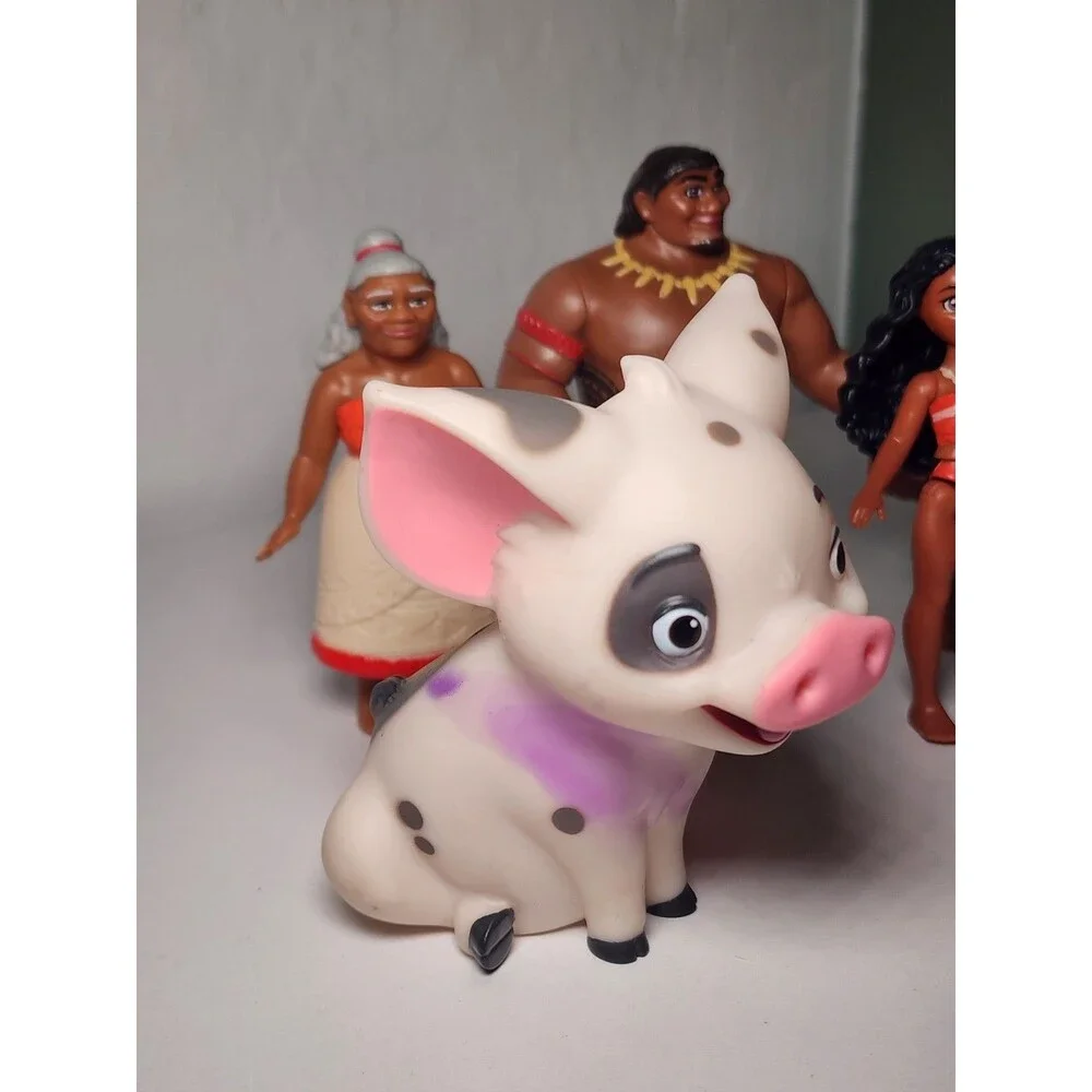 Disney Moana Figure Lot Chief Tui Gramma Tala Maui Moana Pua Pig 5 Figures Read